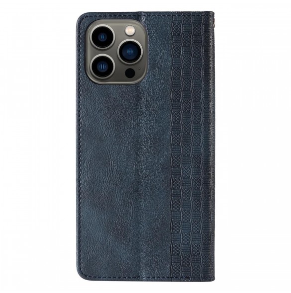 Magnet Strap Case iPhone 14 Pro Flip Wallet Mini Lanyard Stand Blå