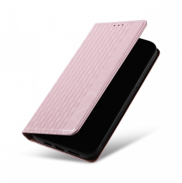 Magnet Strap Case Fodral för iPhone 14 Pro Flip Wallet Mini Lanyard Stand Rosa