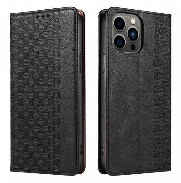 Magnet Strap Case Fodral för iPhone 14 Pro Max Flip Wallet Mini Lanyard Stand Svart