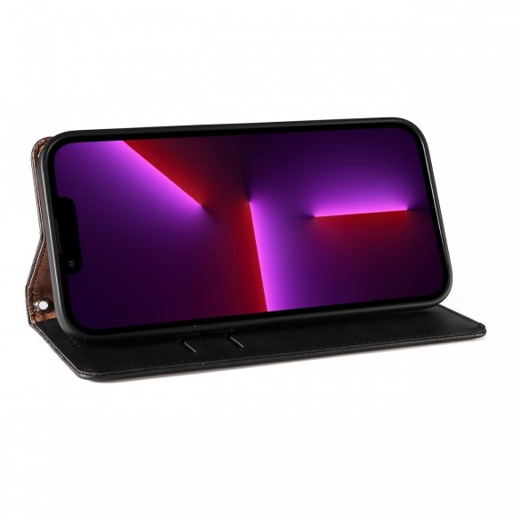 Magnet Strap Case Fodral för iPhone 14 Pro Max Flip Wallet Mini Lanyard Stand Svart