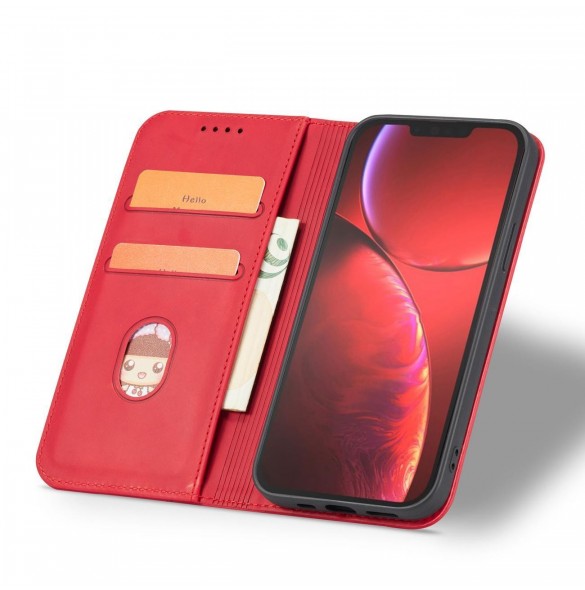 Magnet Fancy Case-fodral för iPhone 14 Pro flip cover plånboksställ rött