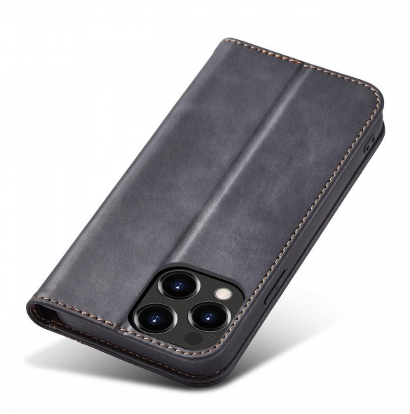 Magnet Fancy Case fodral för iPhone 14 Pro Max flip cover plånboksställ svart