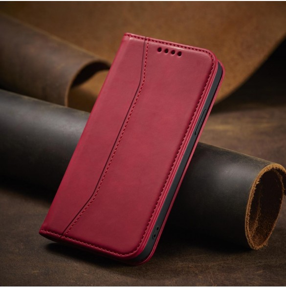 Magnet Fancy Case fodral för iPhone 14 Pro Max flip cover plånboksställ rött