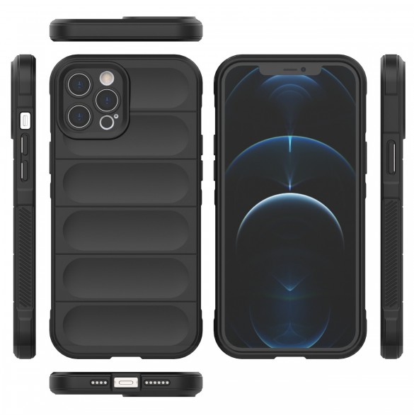 Magic Shield Case-fodral för iPhone 12 Pro Max flexibelt pansarskal svart