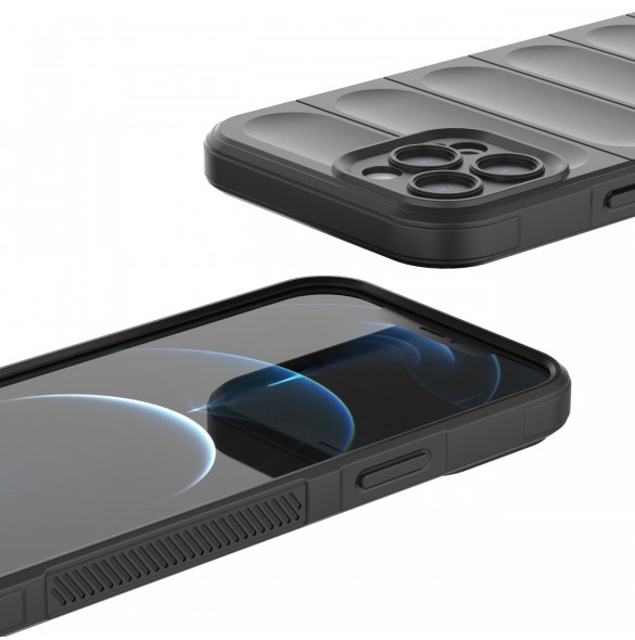 Magic Shield Case-fodral för iPhone 12 Pro Max flexibelt bepansrat mörkblått skal