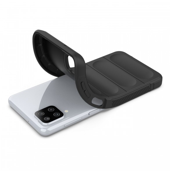 Magic Shield Case-fodral för Samsung Galaxy A12 flexibelt pansarskal mörkblått