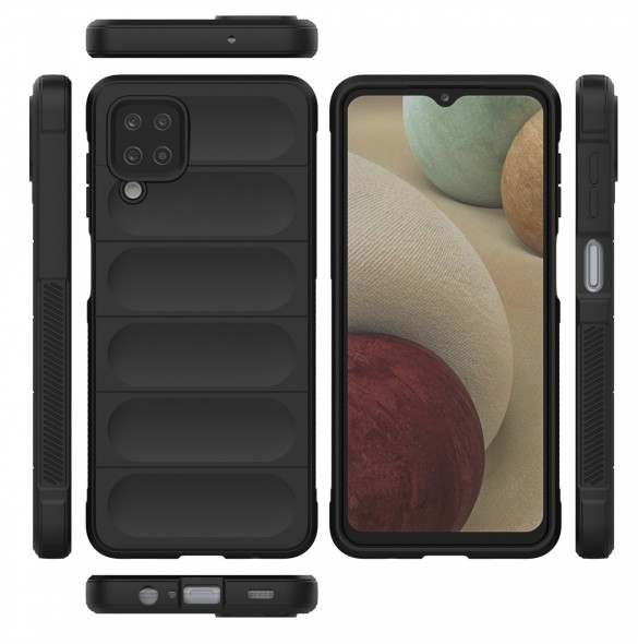 Magic Shield Case-fodral för Samsung Galaxy A12 flexibelt pansarskal mörkblått