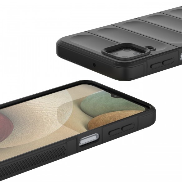 Magic Shield Case-fodral för Samsung Galaxy A12 flexibelt pansarskal mörkblått