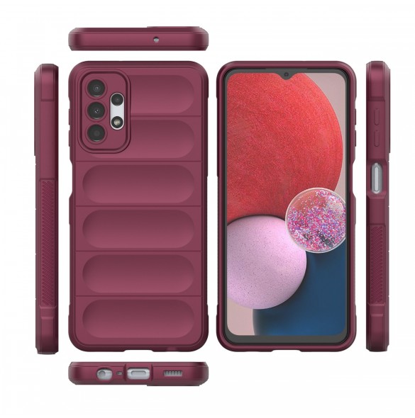 Magic Shield Fodral för Samsung Galaxy A13 5G flexibelt vinrött pansarskal