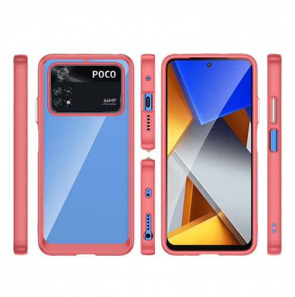 Outer Space Case Xiaomi Poco M4 Pro skal med en flexibel ram röd