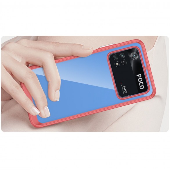 Outer Space Case Xiaomi Poco M4 Pro skal med en flexibel ram röd