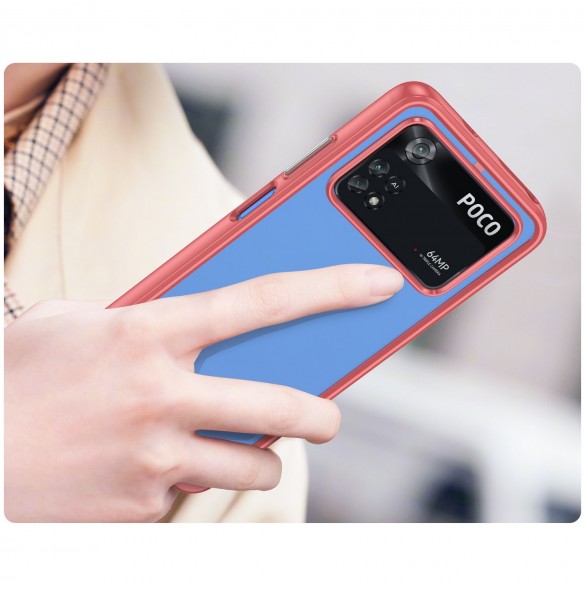 Outer Space Case Xiaomi Poco M4 Pro skal med en flexibel ram röd