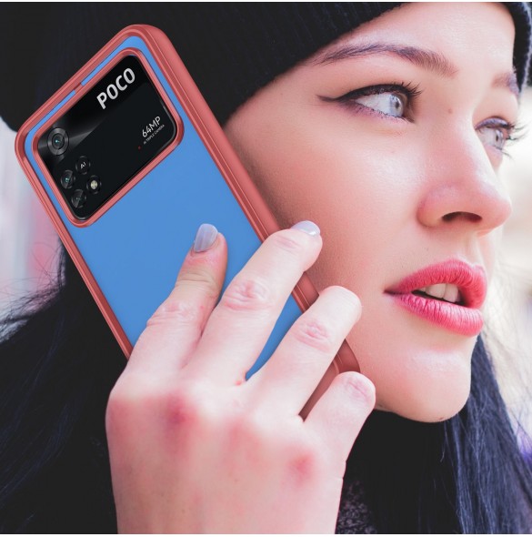 Outer Space Case Xiaomi Poco M4 Pro skal med en flexibel ram röd