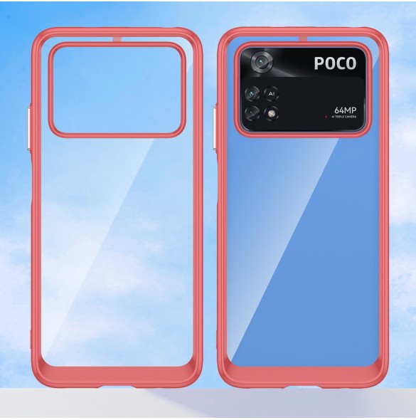 Outer Space Case Xiaomi Poco M4 Pro skal med en flexibel ram röd