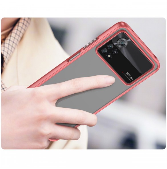 Outer Space Case Xiaomi Poco X4 Pro 5G skal med en flexibel ram röd