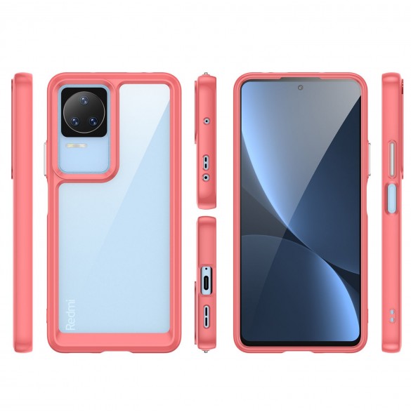 Outer Space Case Xiaomi Poco F4 5G skal med en flexibel ram röd