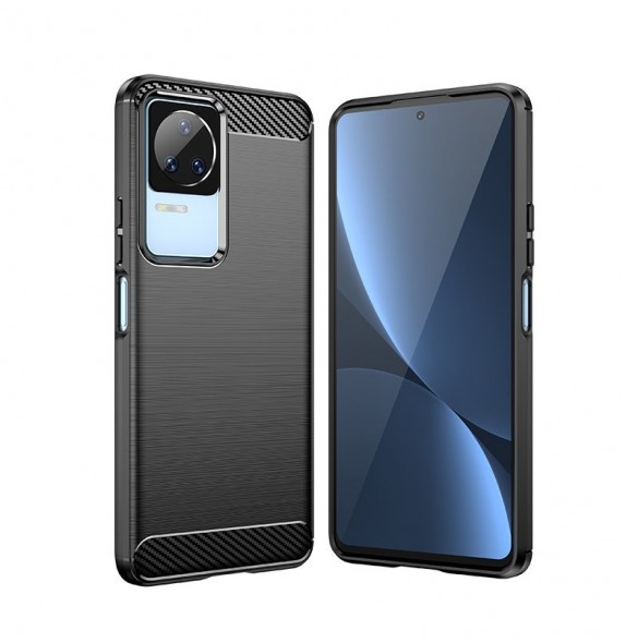 Carbon Case för Xiaomi Poco F4 5G flexibel silikon kolfodral svart