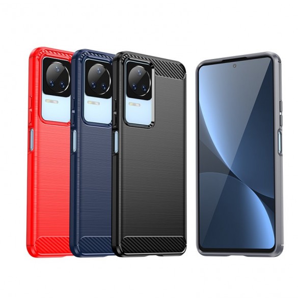 Carbon Case för Xiaomi Poco F4 5G flexibel silikon kolfodral svart