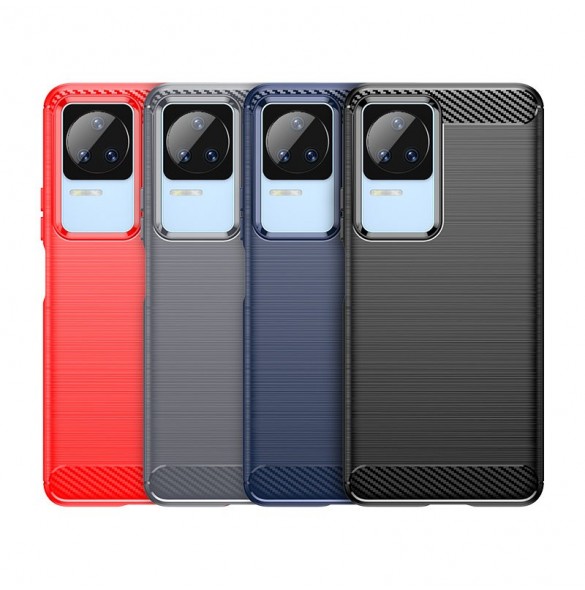 Carbon Case för Xiaomi Poco F4 5G flexibel silikon kolfodral svart