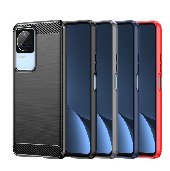 Carbon Case för Xiaomi Poco F4 5G flexibel silikon kolfodral svart