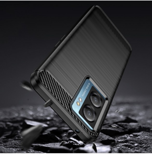 Carbon Case för Xiaomi Poco F4 5G flexibel silikon kolfodral svart