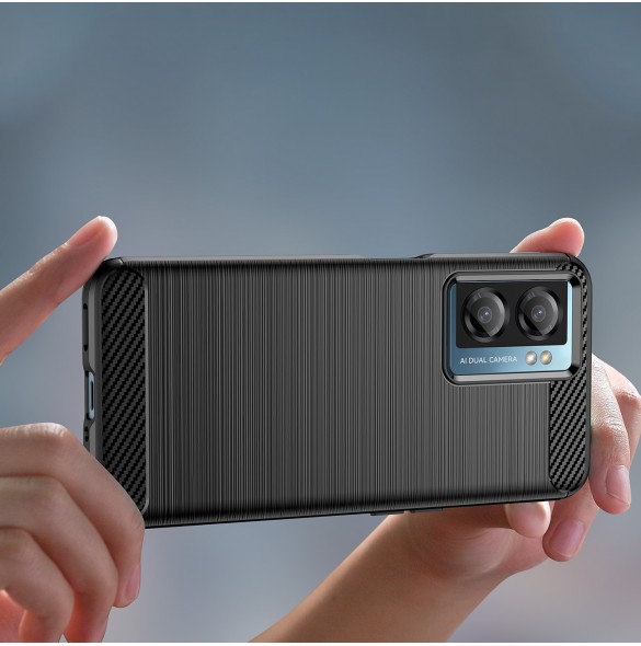 Carbon Case för Xiaomi Poco F4 5G flexibel silikon kolfodral svart
