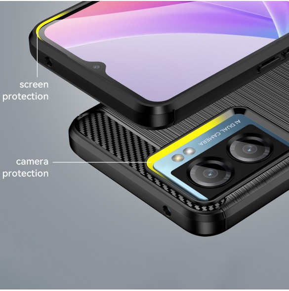 Carbon Case för Xiaomi Poco F4 5G flexibel silikon kolfodral svart