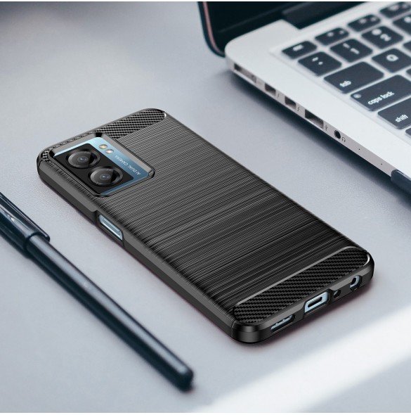 Carbon Case för Xiaomi Poco F4 5G flexibel silikon kolfodral svart