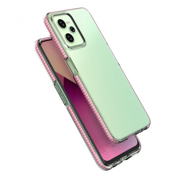 Spring Case fodral för Realme C35 silikonöverdrag med ram ljusrosa