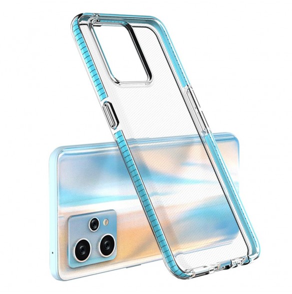 Spring Case för Realme 9 Pro+ / Realme 9 silikonöverdrag med ram ljusblå