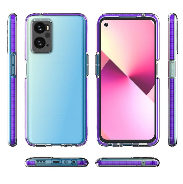 Spring Case Cover för Realme 9i, Oppo A36 / A76 / A96 Silikonskydd med ram Ljusblå