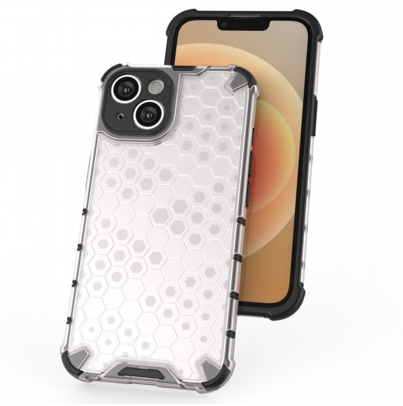 Honeycomb-fodral för iPhone 14 pansarhybridskal transparent