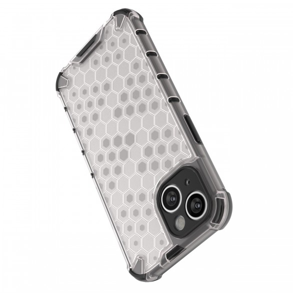 Honeycomb-fodral för iPhone 14 pansarhybridskal transparent