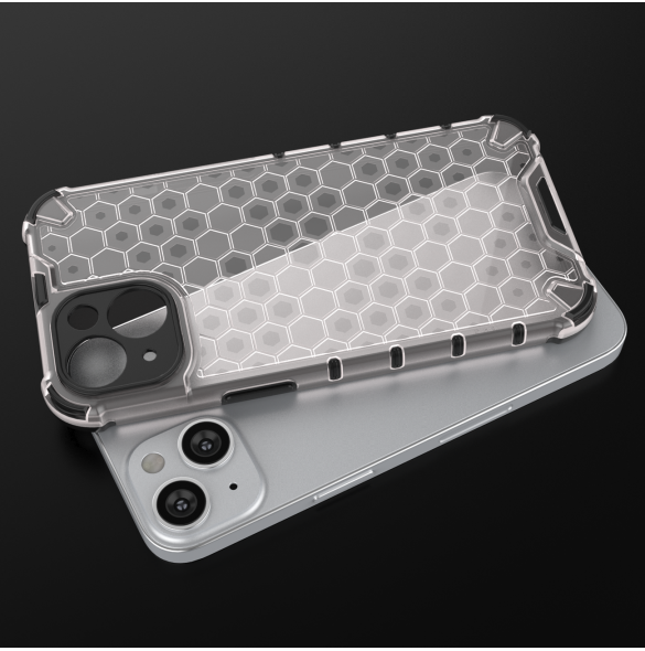 Honeycomb-fodral till iPhone 14 Plus pansarhybridskal svart