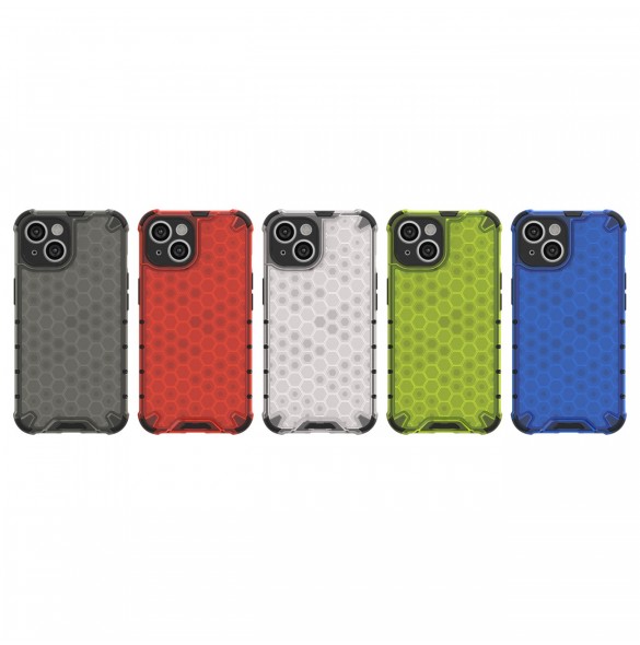 Honeycomb-fodral till iPhone 14 Plus pansarhybridskal svart