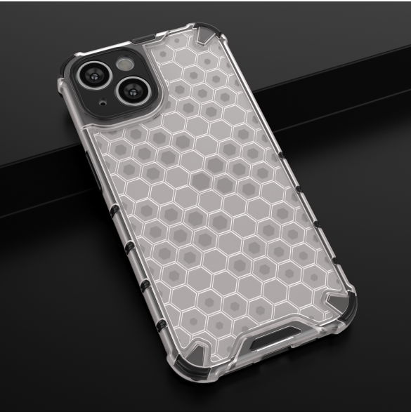 Honeycomb-fodral för iPhone 14 Plus pansarhybridskal transparent