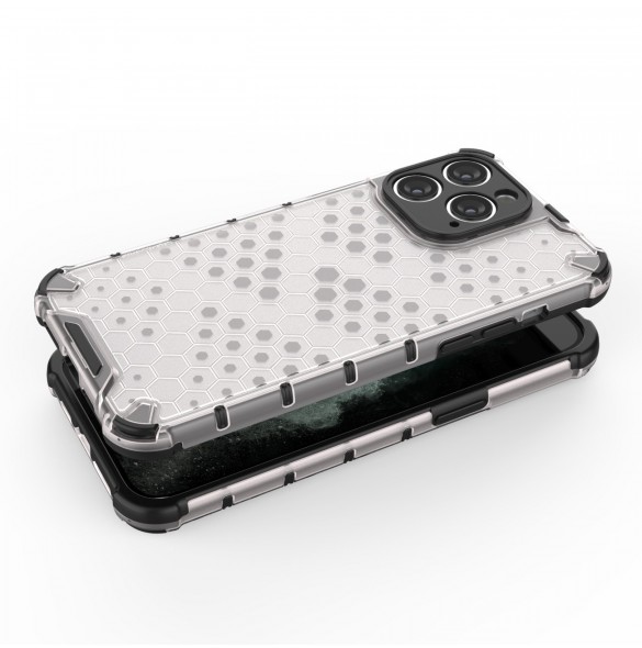 Honeycomb-fodral till iPhone 14 Pro pansarhybridskal svart