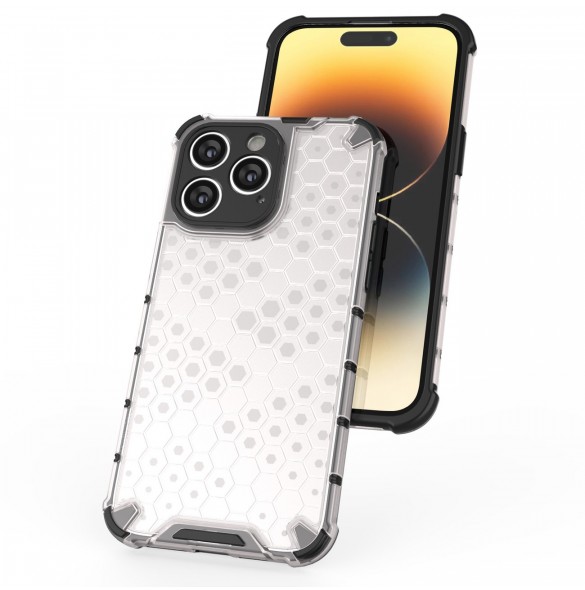 Honeycomb-fodral till iPhone 14 Pro pansarhybridskal svart