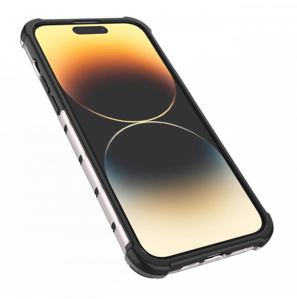 Honeycomb-fodral till iPhone 14 Pro pansarhybridskal svart