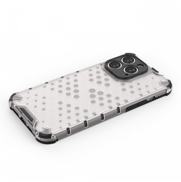 Honeycomb-fodral till iPhone 14 Pro pansarhybridskal svart