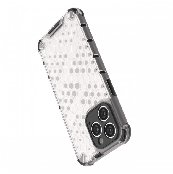 Honeycomb-fodral till iPhone 14 Pro pansarhybridskal svart