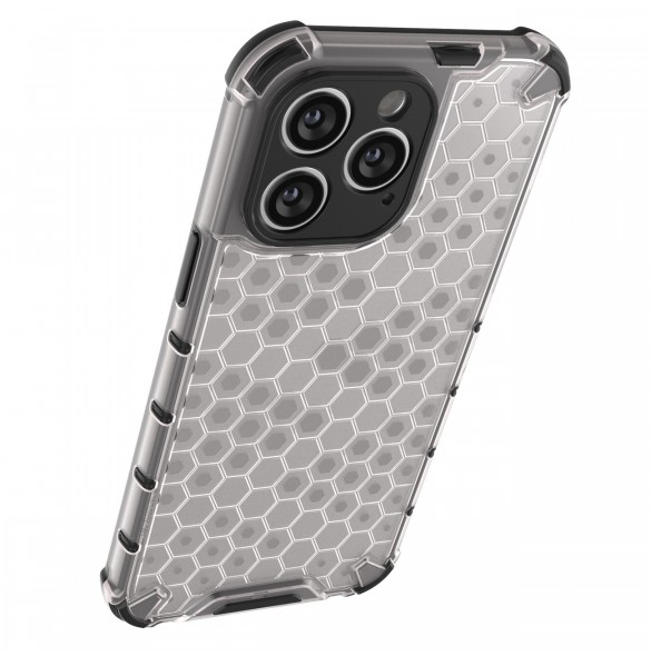 Honeycomb-fodral till iPhone 14 Pro pansarhybridskal svart