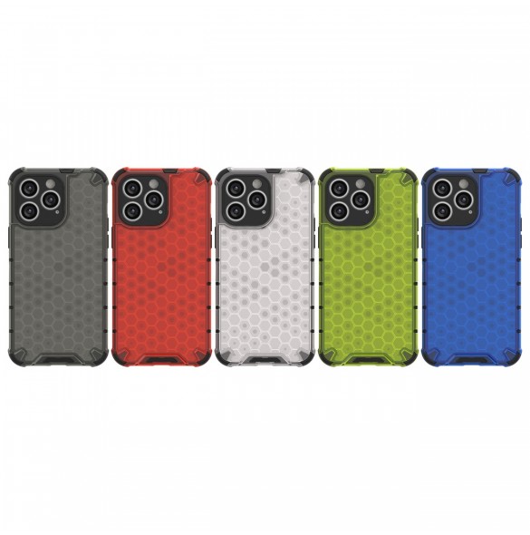 Honeycomb-fodral till iPhone 14 Pro pansarhybridskal svart