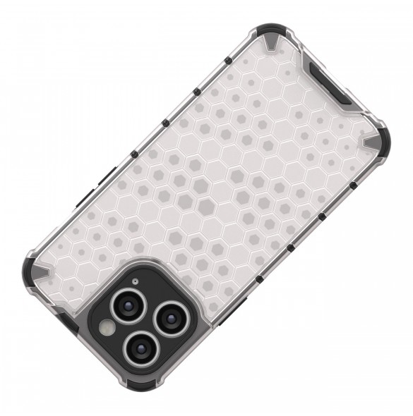 Honeycomb-fodral för iPhone 14 Pro pansarhybridskal genomskinligt