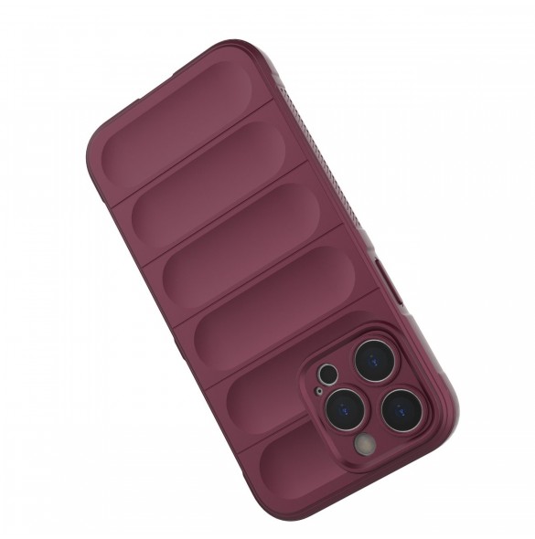 Magic Shield Case-fodral till iPhone 14 Pro Max elastiskt pansarfodral i vinröd