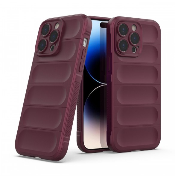 Magic Shield Case-fodral till iPhone 14 Pro Max elastiskt pansarfodral i vinröd