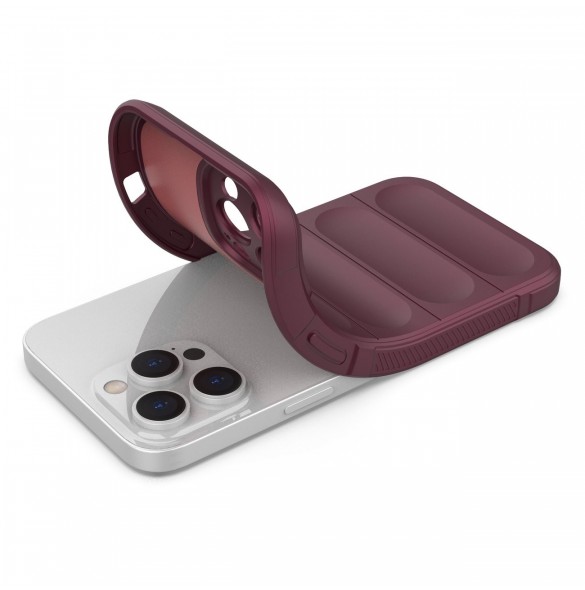 Magic Shield Case-fodral till iPhone 14 Pro Max elastiskt pansarfodral i vinröd