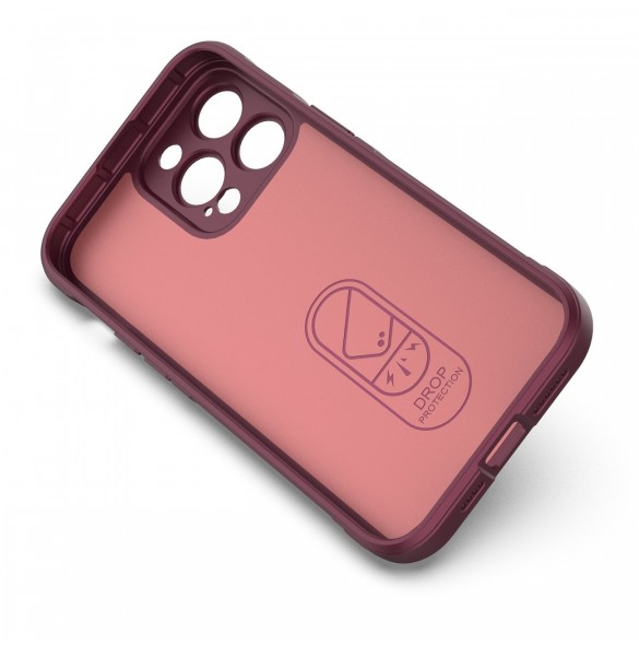Magic Shield Case-fodral till iPhone 14 Pro Max elastiskt pansarfodral i vinröd