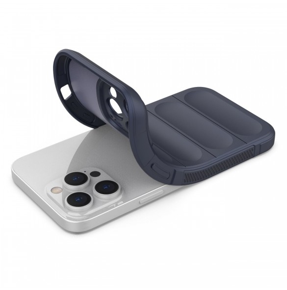 Magic Shield Case-fodral för iPhone 14 Pro Max flexibelt bepansrat mörkblått skal