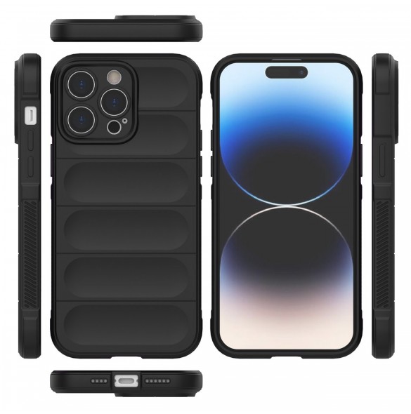 Magic Shield Case-fodral för iPhone 14 Pro Max flexibelt bepansrat mörkblått skal